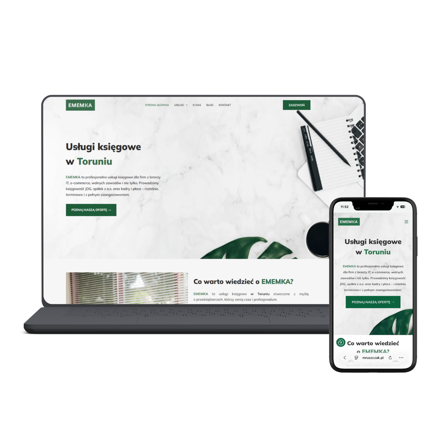 Accountancy practice mruszczak.pl (implementation for the company Wektor Wiedzy)