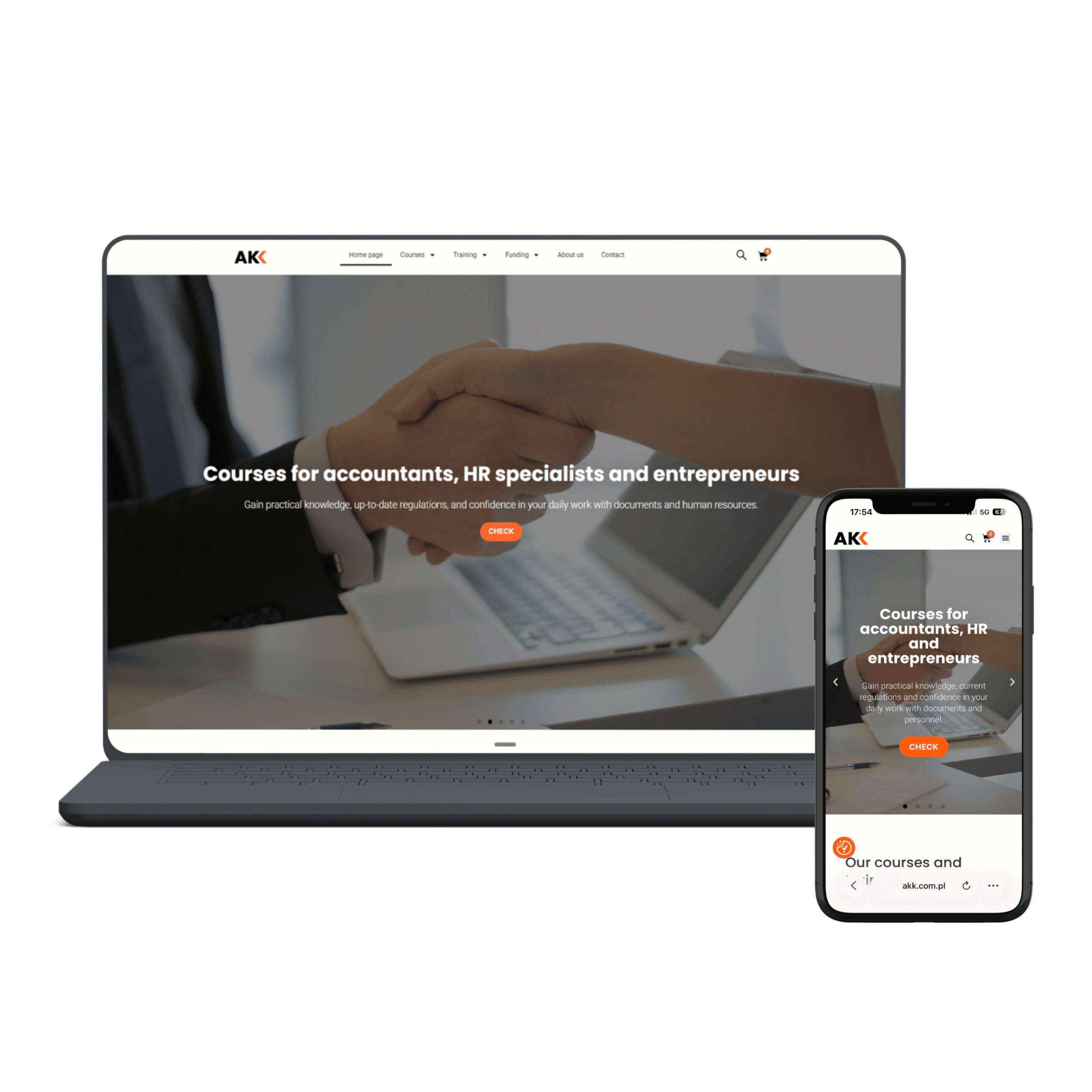 Training company akk.com.pl (implementation for the company Wektor Wiedzy)